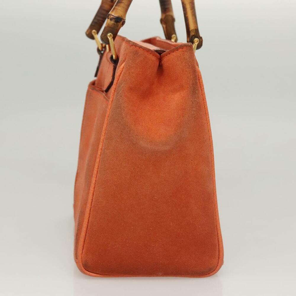 GUCCI Bamboo Hand Bag Suede Orange Gold 000 123 000 123 - Picture 5 of 16